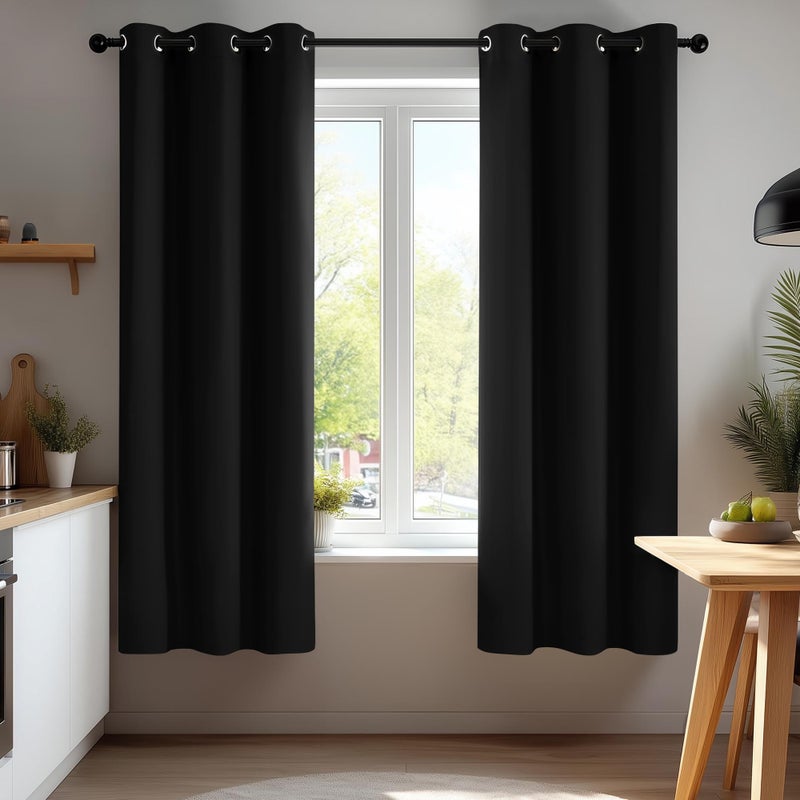 Deconovo Blackout Curtains for Bedroom, Thermal Insulated Room Darkening Grommet Window Drapes, Black, 42W x 72L Inch, Pack of 2 for Living Room & Nursery Privacy Panels - Image 1